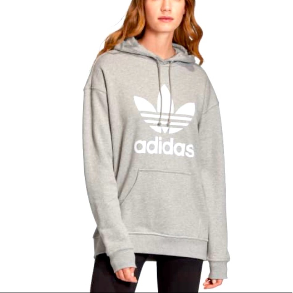 Grey adidas logo hoodie